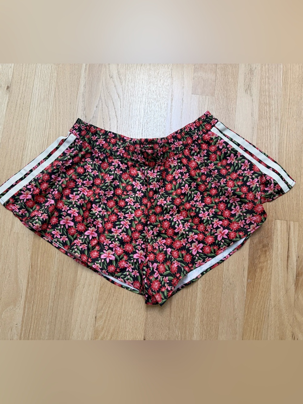 FARM Rio Pink & Red Floral Athletic Shorts with Side Stripes